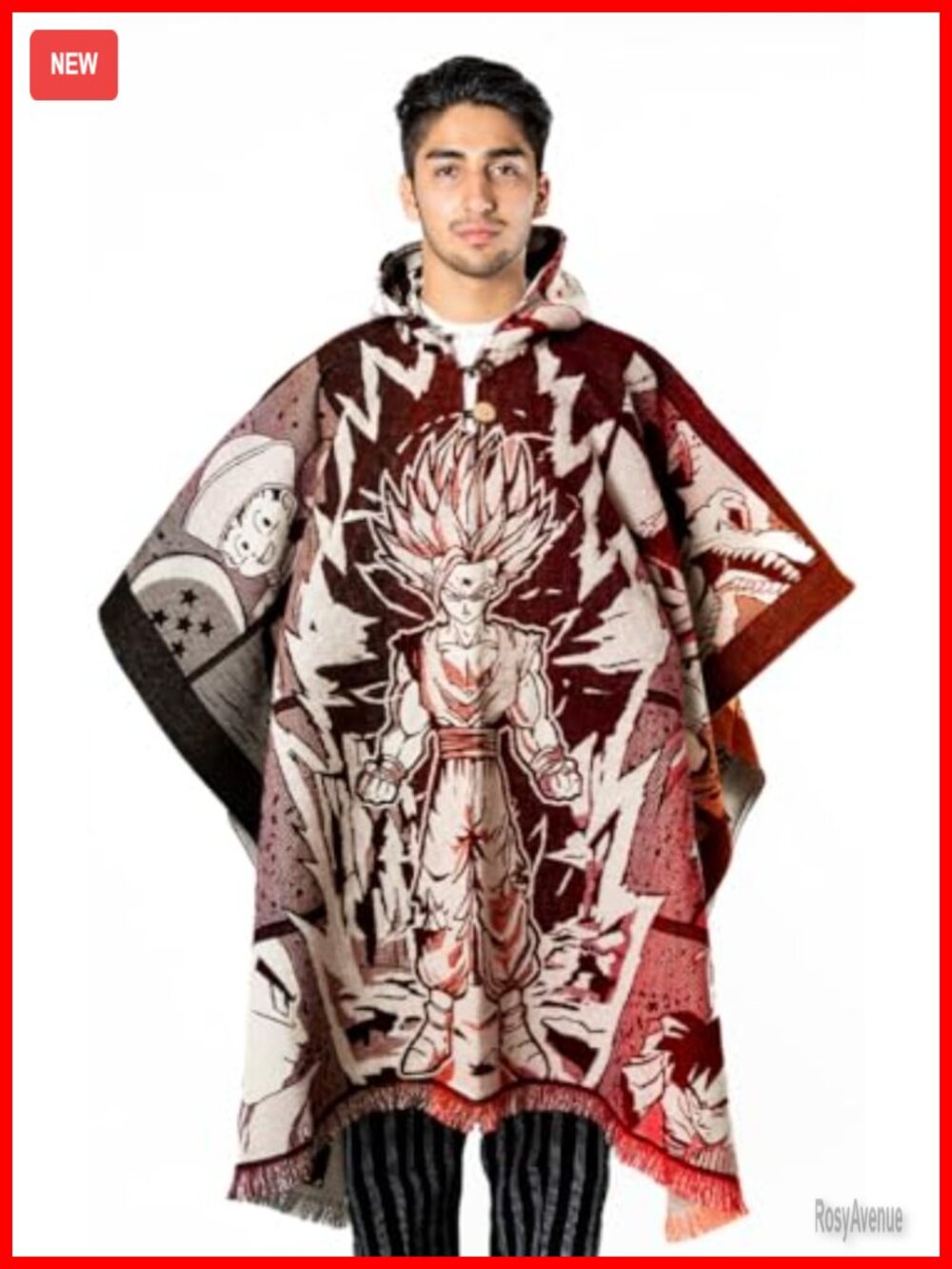 Handmade Alpaca Poncho One Size Soft Warm Geometric Anime Artisan